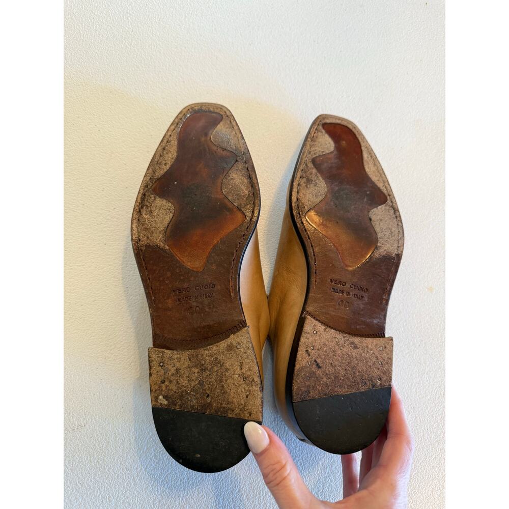 Custom Handcrafted Italian Made Mens Genuine Leather Beige Oxford Sz 40 US (7) - Picture 5 of 6